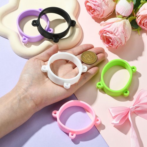 Ipotkitt 5pcs 5 Colors Water Bottle Silicone Rings Round Elastic Rings with 3 Holes Cup Handle Accessories for Home Outdoor Cup Bottle Mug Strap Making