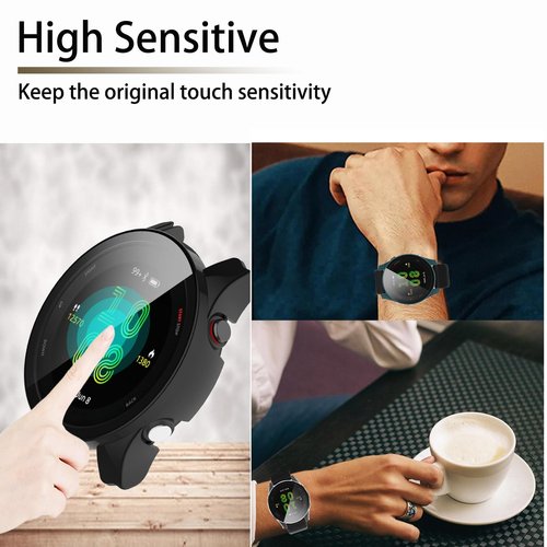 [4-Pack] Screen Protector Case with Tempered Glass Compitible with Garmin Forerunner 255 Smart Watch, Hard PC Case Screen Protector Cover Bumper Accessories for Women Men