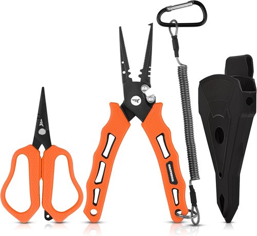 KastKing Cutthroat Fishing Tool Set - 7.5-Inch Braid Scissors & Pliers | Saltwater Resistant Gear