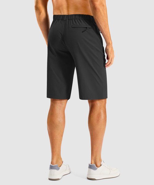G Gradual Men's Casual Shorts 11" Long Lightweight Golf Shorts for Men Hiking Work Outdoor Stretch Quick-Dry with 3 Zipper Pockets Black