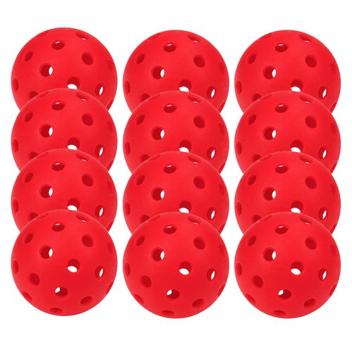 Hofimeta 12 Pack 40-Holes Practice Pickleball Balls Play for Outdoor Indoor, Sports Game Pickle Balls (red)