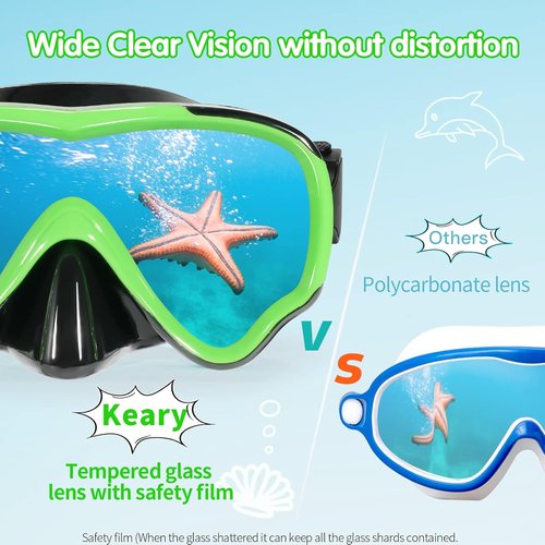 Keary Kids Swim Goggles - Anti-Fog Swimming Mask with Nose Cover for Ages 5-15 | Comfortable Fit