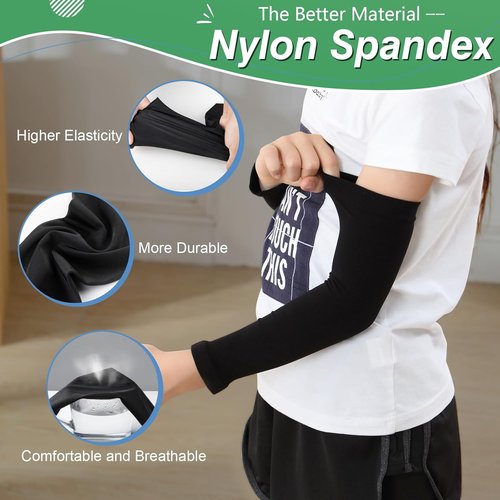 Newbyinn Compression Arm Sleeves - 4 Pairs for Youth Sports | Basketball, Football, Baseball, Volleyball