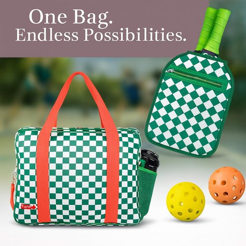 Funlob Pickleball Bag for Women & Men 3-in-1 Neoprene Pickleball Bag Pickelball gift for Women with Paddle Cover, Pockets & Fence Hooks, Water-Resistant Neoprene Crossbody Bag Tote bags for Women