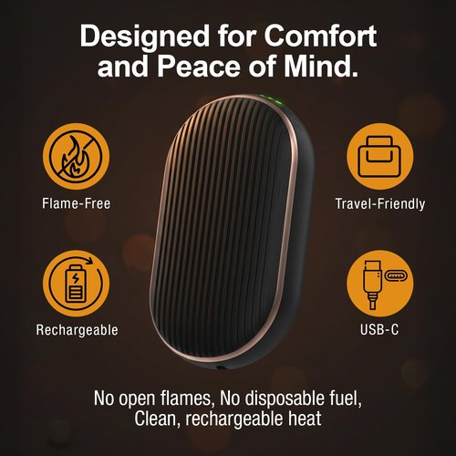 Handy Heater Hand Warmers Ultra - Rechargeable & Cordless with 3 Heat Settings - Portable, Battery Powered, Lightweight - Up To 7 Hours of Run Time Per Warmer - Cold Weather & Camping Hand Heater
