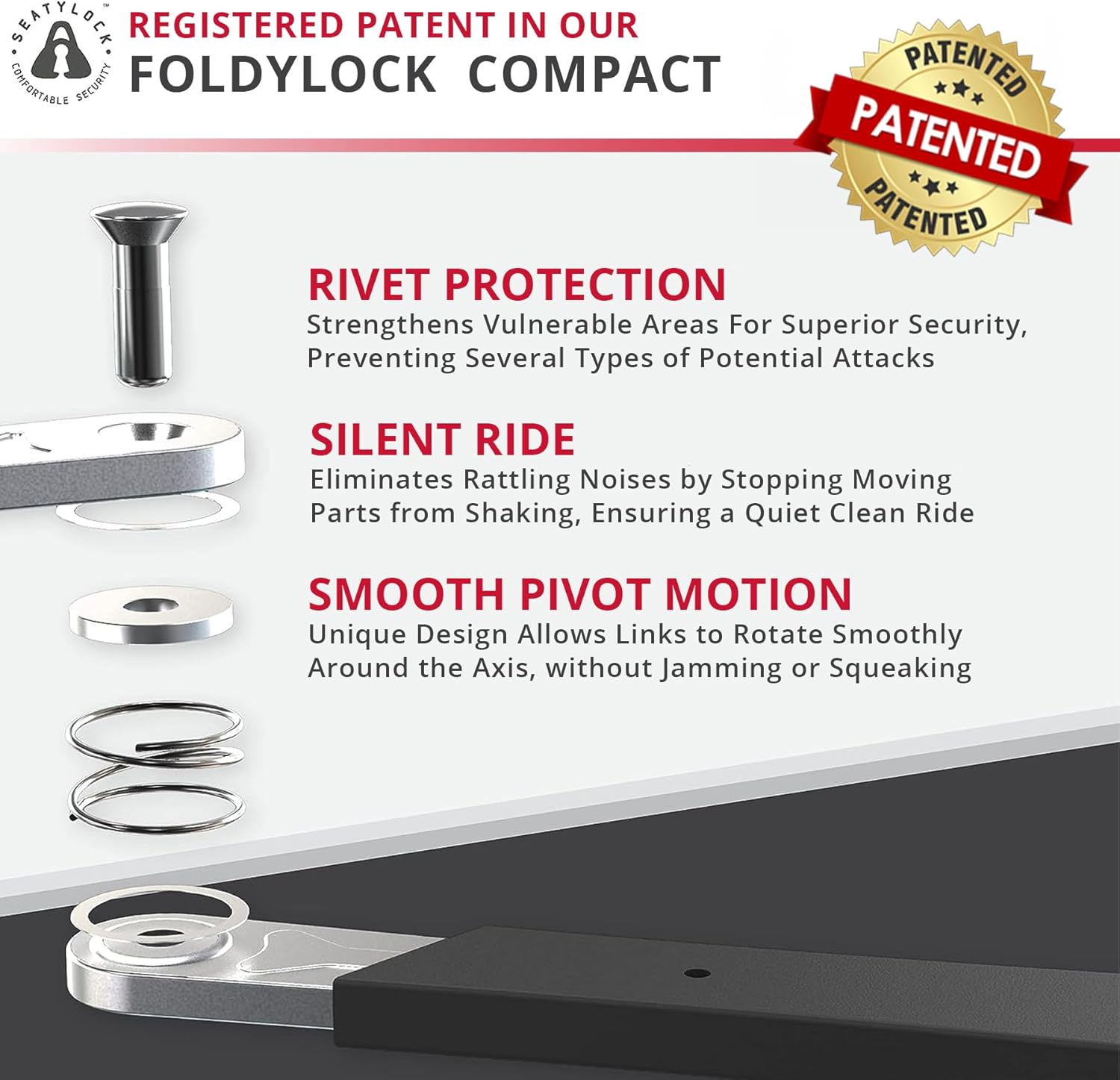 Seatylock FoldyLock Compact Folding Bike Lock - Lightweight, High-Security Design | Heavy-Duty Anti-Theft Protection with Keys & Case