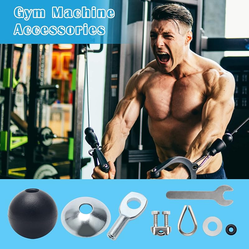 17Pcs Cable Attachments for Gym – 5mm Rope Pulley Replacement Kit with Gravity Balls & Terminals