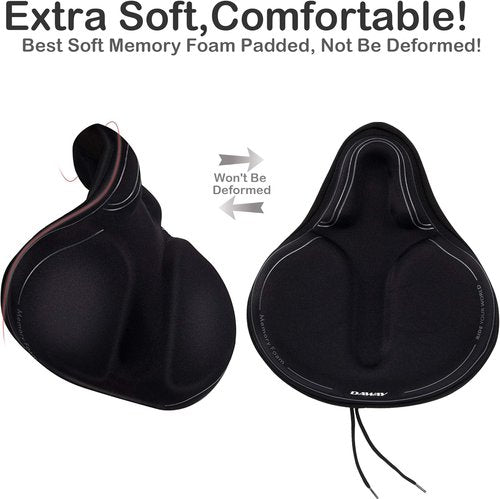 DAWAY Comfortable Bike Seat Cover - Soft Gel & Memory Foam Cushion for Peloton & Stationary Bikes | Fits All Saddles