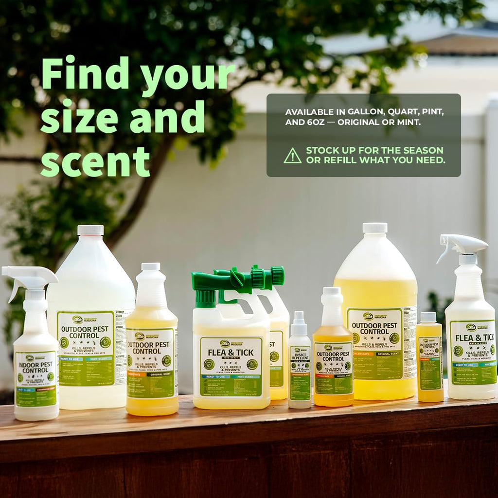 Mosquito Magician Ready to Use Hose Sprayer - Holds 32 Fl Oz of Liquid - Refillable - Kills Mosquitoes, Fleas, and Fire Ants - for Yards, Lawns, Patios - with Essential Oils - Mint