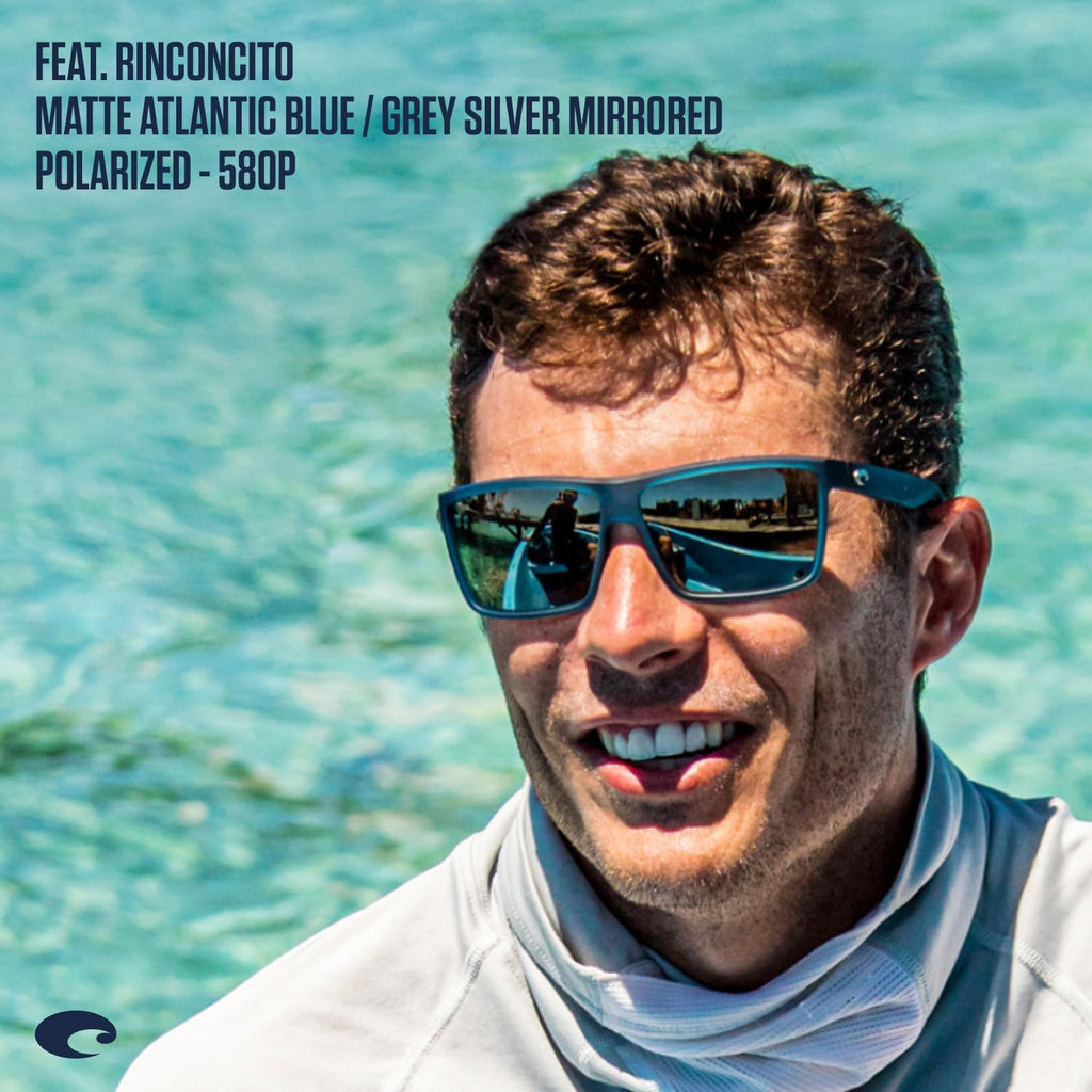 Costa Del Mar Rectangular Sunglasses - Stylish Men's Rinconcito Design for Ultimate UV Protection