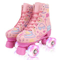 XUDREZ Roller Skates for Girls and Women, Stylish Pattern Pink Roller Skates with Light Up Wheels for Kids Youth Girls Ages 6-12 Indoor Outdoor (Pink,33-Youth 2)