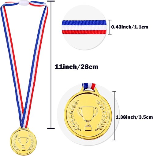 Caydo Gold Medals for Kids - 200 Count Plastic Award Medals for School Sports Competitions