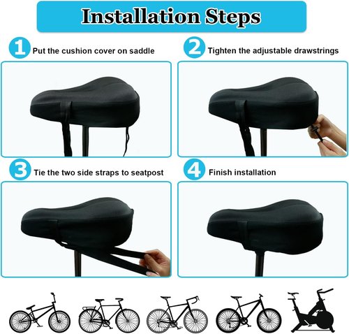 Geronmine Gel Bike Seat Cover - Padded Saddle Cushion for Ultimate Comfort | Fits All Bikes