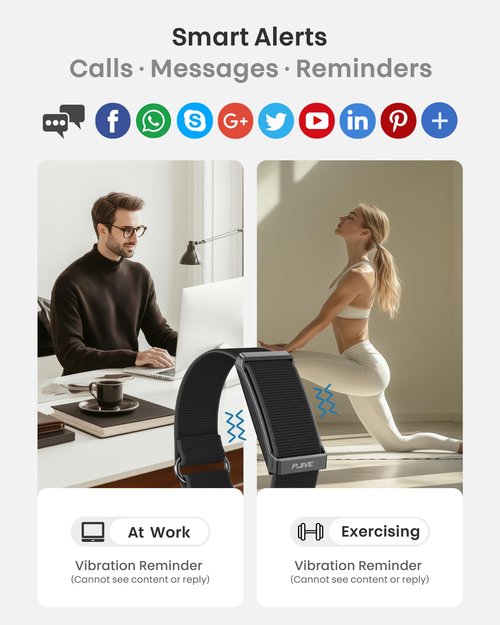 Smart Bracelet, Health Fitness & Activity Tracker with All-Day Continuous Heart Rate/Blood Pressure Monitor, Sleep Tracker, 170+ Sport Modes, 60 Day Battery & Free App, IP68 Smart Band for Android IOS