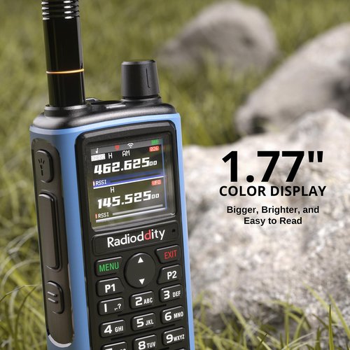 Radioddity GM-30 PRO GMRS Radio, Long Range Handheld Radio with UHF/VHF/NOAA/FM/Airband Reception, APP Wireless Programming 1.77" TFT Display, Frequency Copy, 1,000 Channels, 2 Pack & 2 Speaker Mic