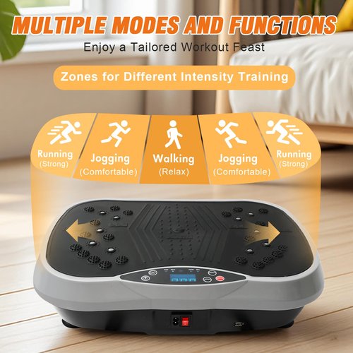 ALSO GO Vibration Plate Exercise Machine, 6 Workout Modes & 120-Level Full Body Workout Vibrating Plate for Lymphatic Drainage Weight Loss, 400lbs Capacity Shake Fitness Platform with Resistance Bands