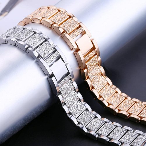 Abanen Bling Crystal Bands for Fitbit Charge 5 / Charge 6, Alloy Metal Bands Adjustable Women Wristbands Strap for Fitbit Charge 5 (Rose Gold)