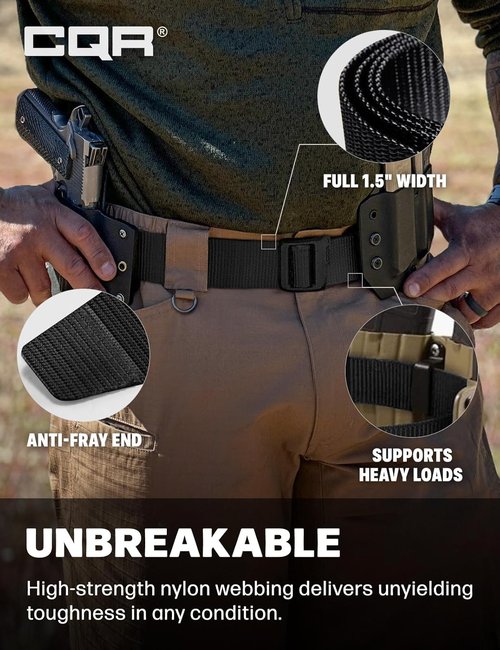 CQR Tactical Belt - Heavy Duty Military Style with Quick-Release Buckle | EDC Webbing Design
