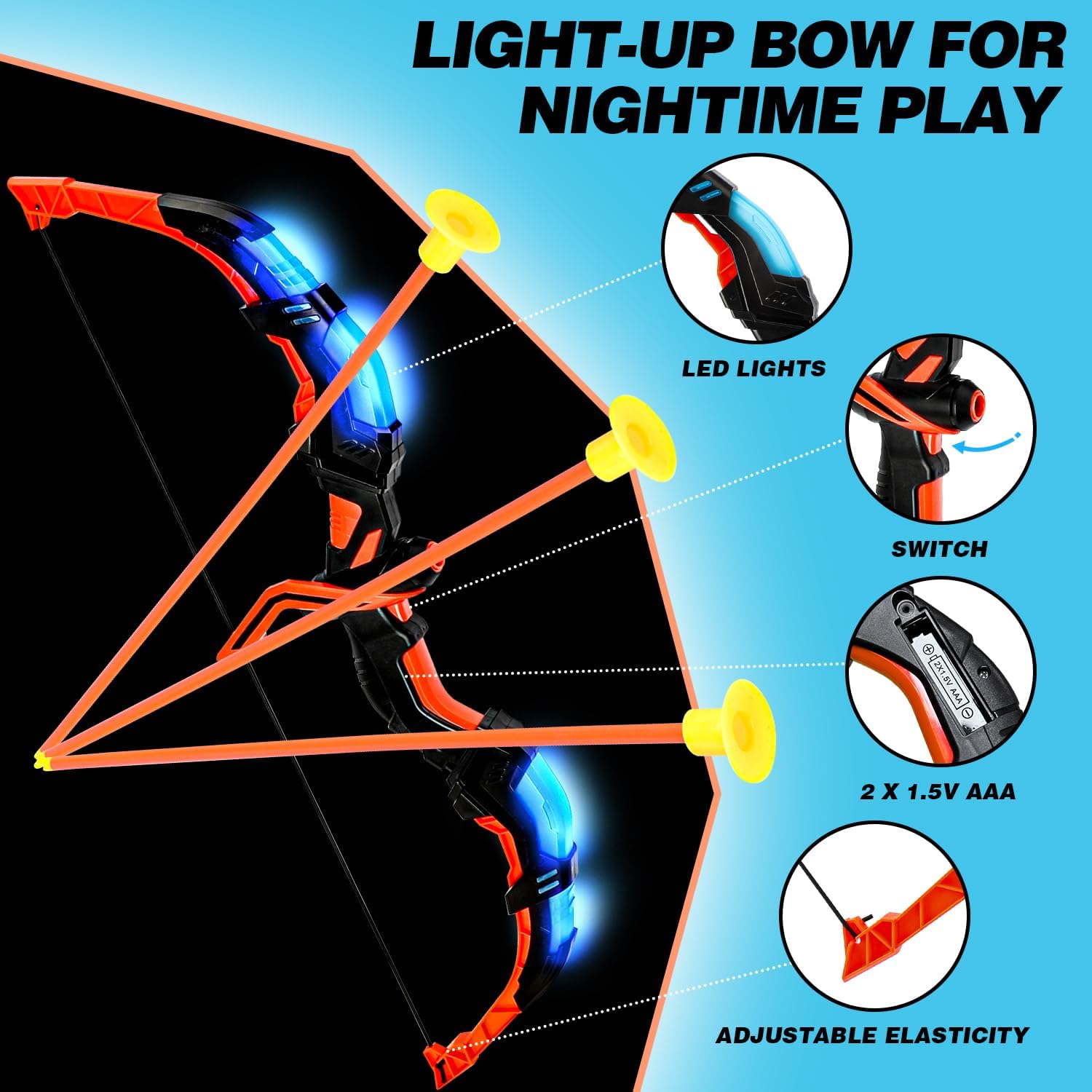 TOY Life Bow and Arrow Set - Light Up Archery Toys for Kids Ages 4-12 | Includes Targets & Perfect Gift