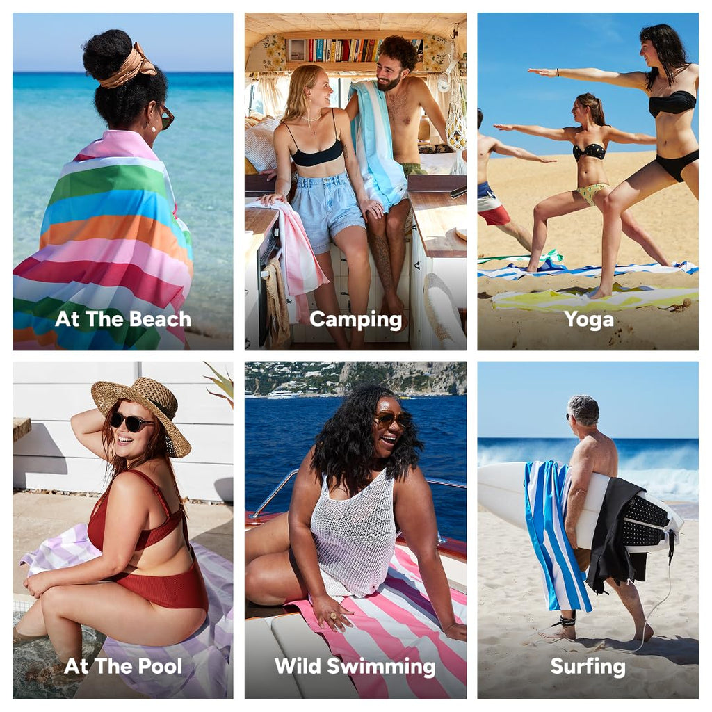 Dock & Bay Beach Towel - Quick Dry, Sand Free - Compact, Lightweight - 100% Recycled - Includes Bag - Tutti Frutti - Large (160x90cm, 63x35)