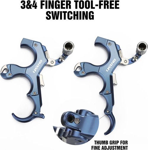 LWANO Thumb Bow Release - Adjustable 3&4 Finger Archery Release Aid with Trigger Travel Control