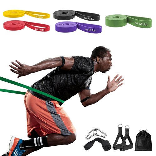 Resistance Bands, Workout Bands, Exercise Bands, Premium Natural Rubber Resistance Bands for Working Out, Pull-Up Assist Bands 5-Piece Set, for Men & Women Fitness, Muscle Training & Physical Therapy