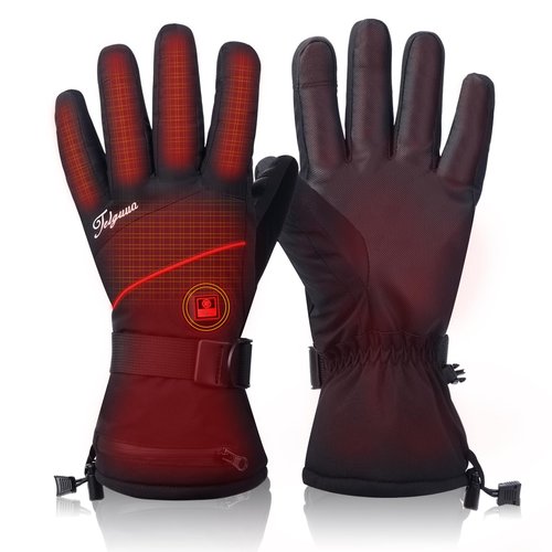 Telguua Heated Gloves for Women Men,Electric Rechargeable Heated Work Glove Ski Mitten Waterproof Touchscreen Heated Glove (Black, XS)