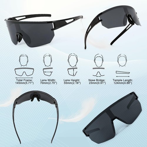 WANWAN Men Women Cycling Sunglasses, 80s Sport Baseball Mirrored Sun Glasses for Youth Adults Running Softball