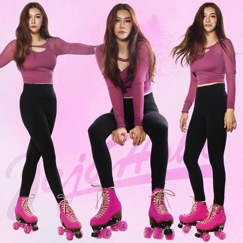 JajaHoho Fuchsia Quad Roller Skates for Women Girls, Suede Nubuck Genuine Leather, Reinforced Nylon Fiber Thrust Plate, Shiny Double-Row LED Light Up Wheels, Indoor Outdoor (Hot Pink, Size 8)