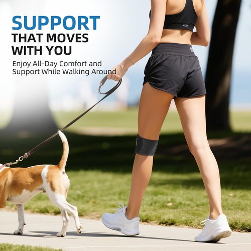 CAMBIVO Knee Brace - Adjustable Patella Tendon Support with Gel Pad & Stabilizers | Breathable Lightweight for Running & Training (Black, L/XL)