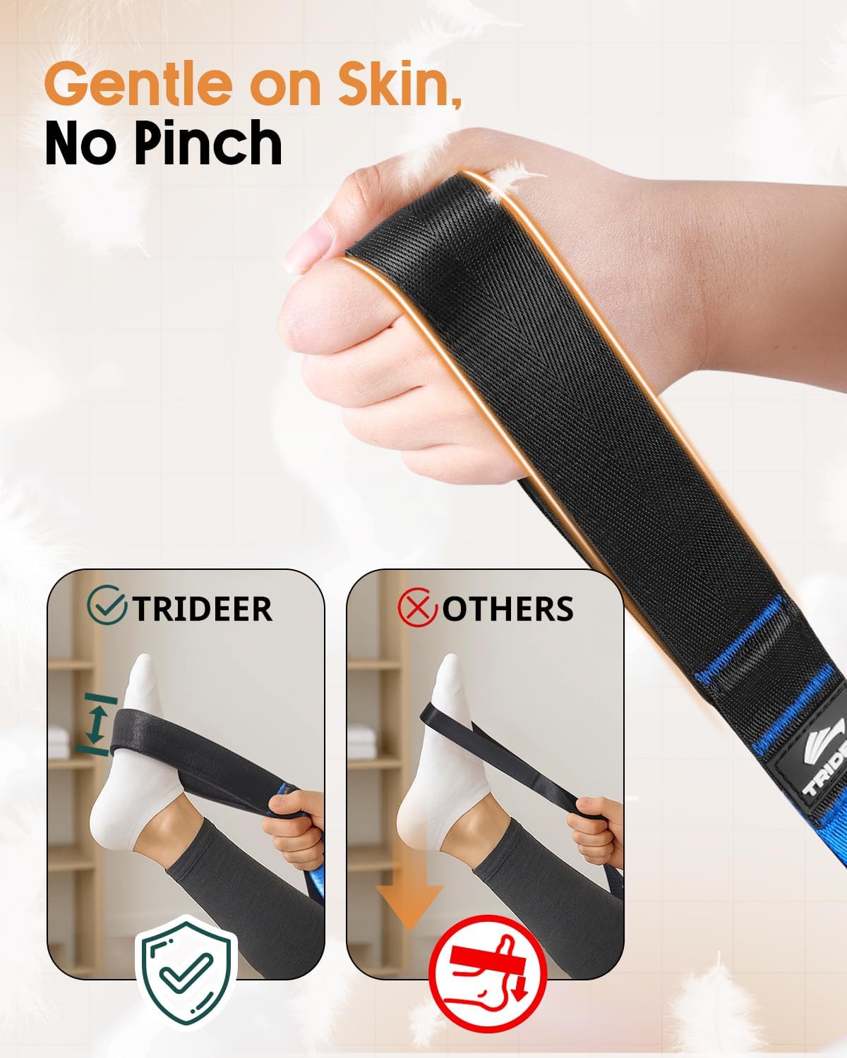Trideer Yoga Straps - Durable Non-Elastic Stretching Straps with Loops for Flexibility & Therapy