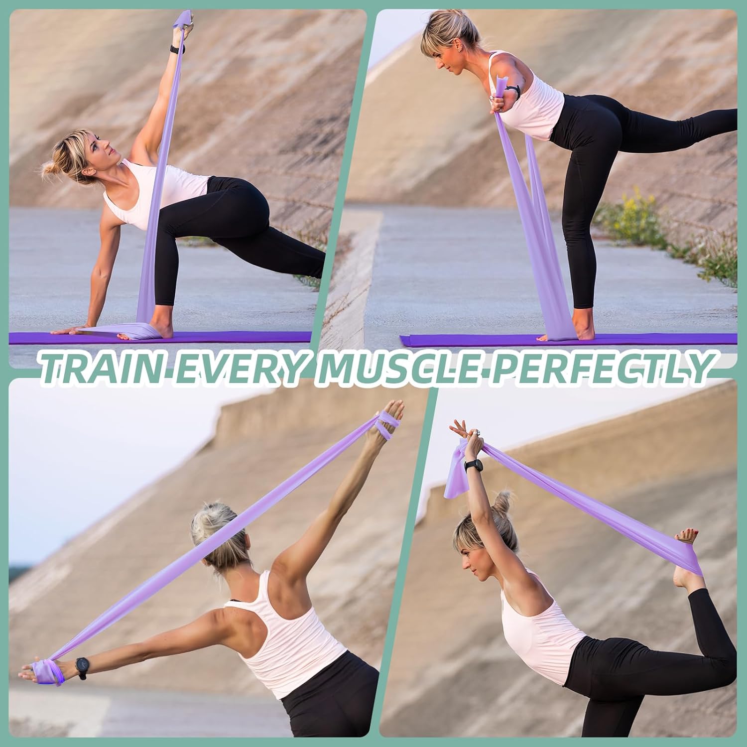 Skiennix Stretch Bands - 5 Levels of Resistance for Exercise, Physical Therapy & Yoga Starter Set