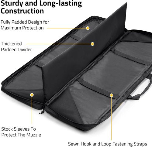 CVLIFE 42" Soft Rifle Case - Durable Double Long Gun Bag with Lockable Zipper & Backpack Strap for Outdoor Shooting