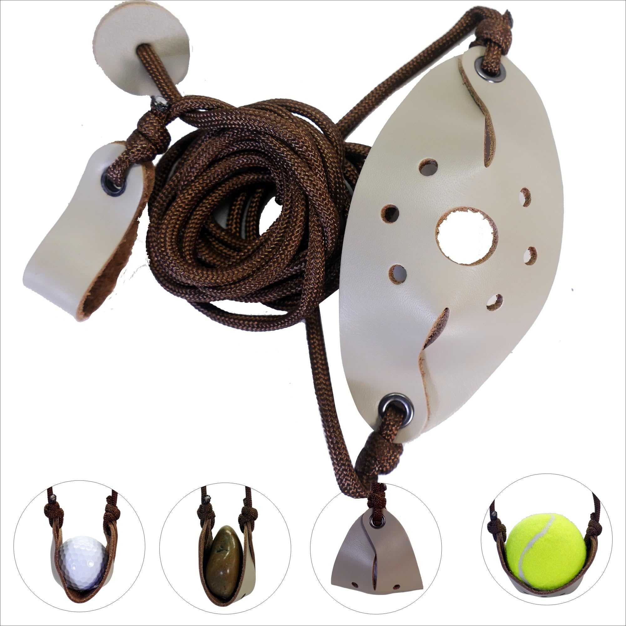 Old-Fashioned Slingshot Rock Sling Tennis Ball Thrower Shepherds Sling (3packs)