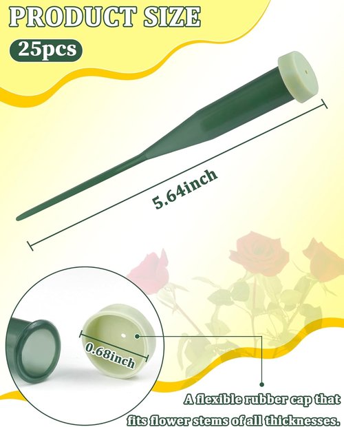 FIVEIZERO Floral Water Tubes - 25 PCS Green Plastic Vials for Fresh Flower Arrangements | 5.64 Inch with Caps