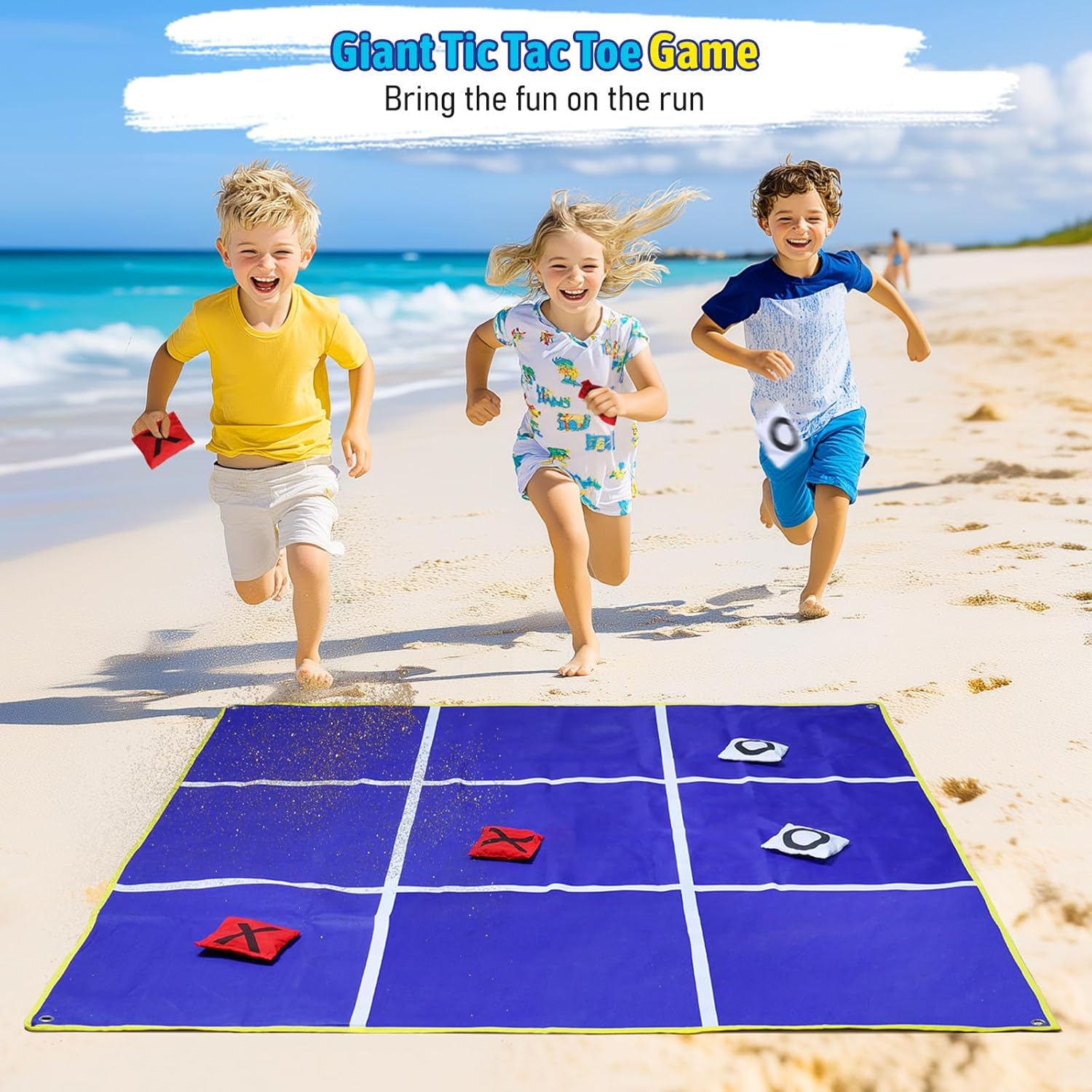Skiennix 2-in-1 Outdoor Giant Tic Tac Toe & Bean Bag Toss Game - 4.5Ft Double-Sided for Family Fun