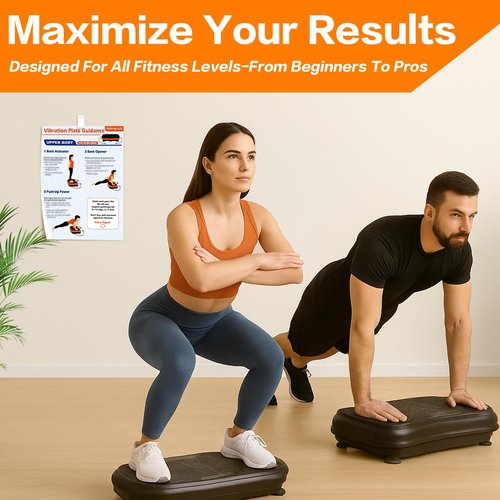 Whole Body Vibration Plate Workout Poster Set – 6 Exercise Wall Charts & 2 Fitness Planners for Home Gym, Full Body Guide for Vibration Platform, Dumbbells & Resistance Bands