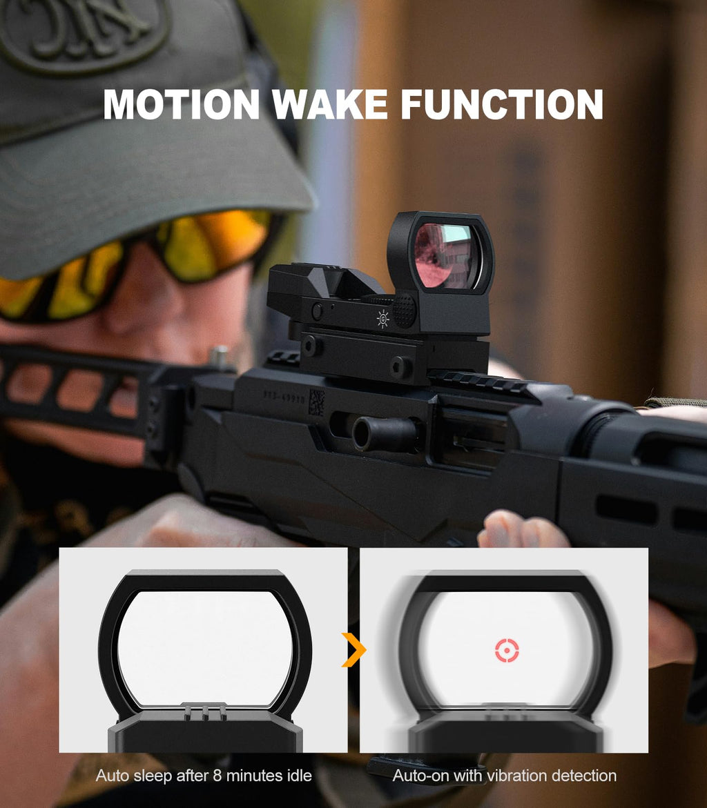 Feyachi Reflex Sight - Red and Green Dot Optics Sight Adjustable Reticle (4 Styles) Motion Awake with Button Brightness Adjustment