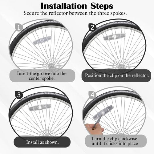 FdcZeyxior 2 Pcs Bike Reflectors, White Bike Wheel Reflectors Bicycle Reflector Portable Bikes Lights Mountain Safety Warning Light Bikes Reflector for Men Women Night Riding