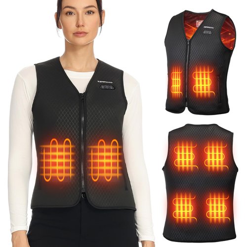 KEMIMOTO Women's Heated Vest, Electric Warming Vest,V Neck with Inner Pocket Lights-out Design(Battery Not Included)