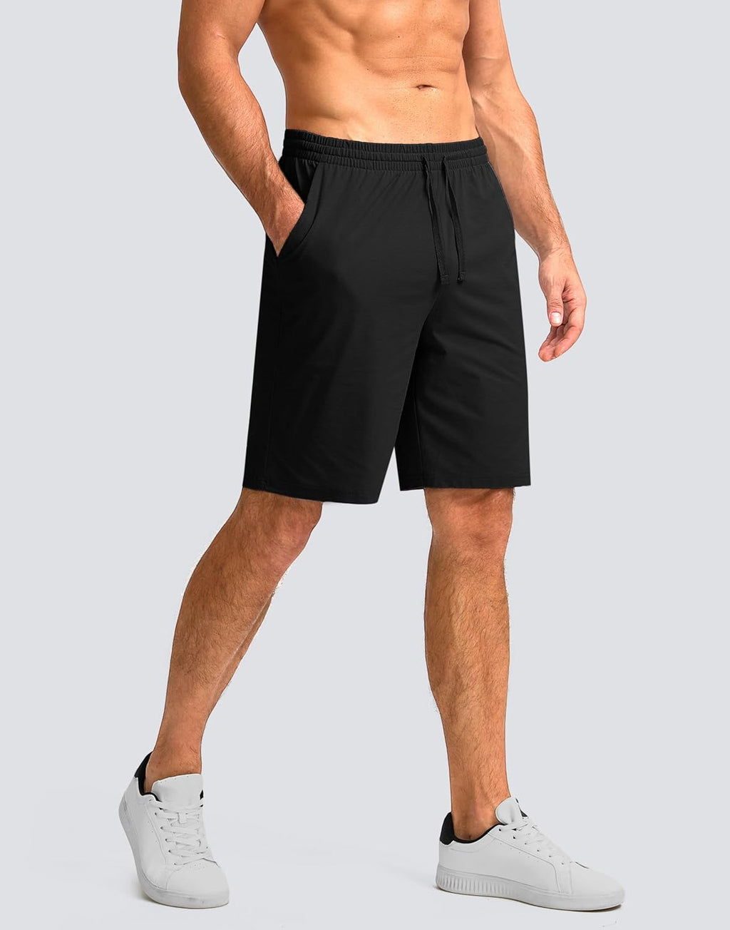 Pudolla Men's Lounge Shorts - Lightweight 9" Sweat Jersey with Pockets for Gym & Athletic Wear