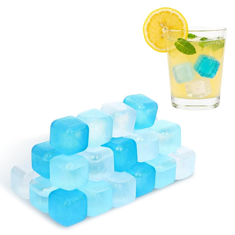 90pcs Reusable Refreezable Plastic Ice Cubes - Blue & White Variation