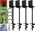 Eurmax USA Heavy-Duty Ground Anchors - Adjustable L-Shaped Tent Stakes for Sheds & Trampolines | Set of 4 (Black)