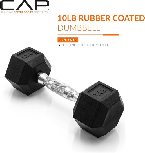 CAP Barbell Coated Hex Dumbbell Weights - Choose From 10-120 lbs | Durable & Versatile Options
