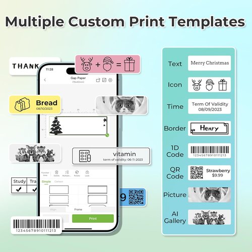 Nelko Label Maker - P21 Bluetooth Wireless Label Printer with Multiple Templates | Compact White Design