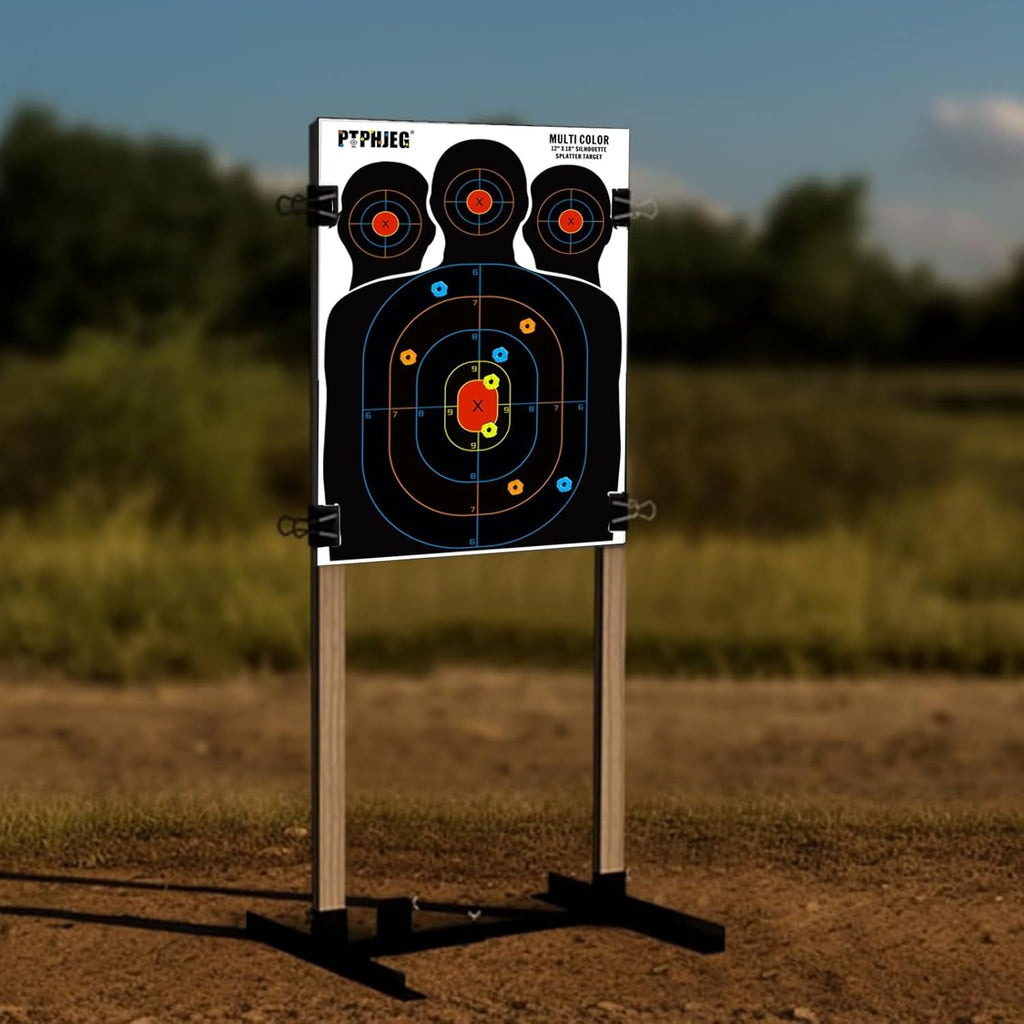 Paper Targets - 10/25/50 Pack for Hunting | Silhouette Design with Red Bullseye (12x18 Inches)