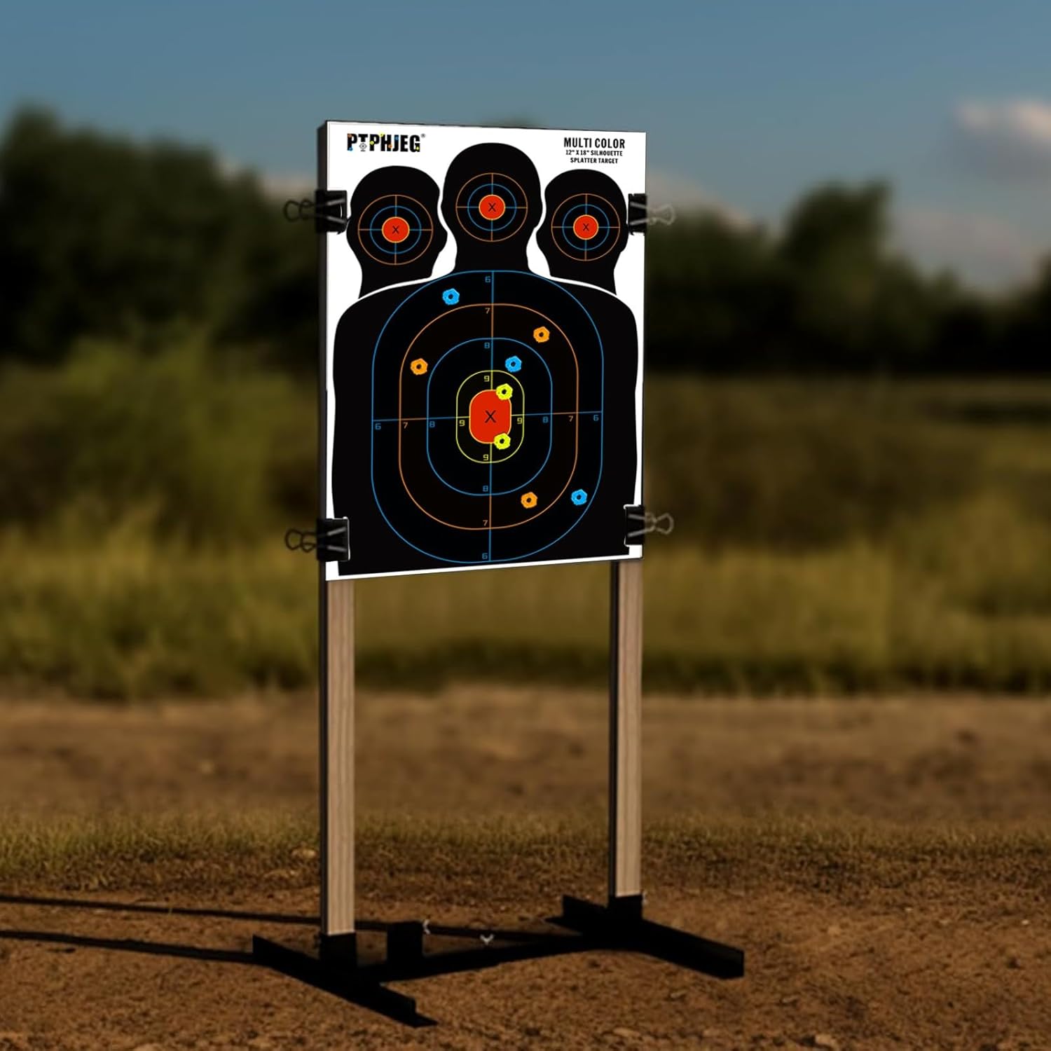 Paper Targets - 10/25/50 Pack for Hunting | Silhouette Design with Red Bullseye (12x18 Inches)