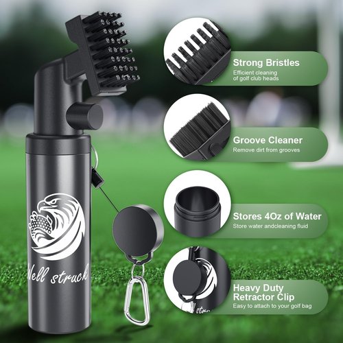 Pro Golf Club Cleaner Kit - Including New Designed Golf Club Brush, 3 Bottles of Cleaning Solution, Golf Towel,Effectively Remove Stubborn Stains and Rust.