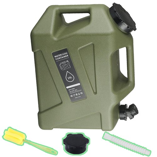 Xurwiin 5 gallon Camping Water Container with Spigot, Portable BPA-Free Water Jug for Camping Hiking Emergency Stroage (Army Green, 5, Gallons)