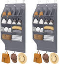 Storage Maniac Over Door Shoe Organizer - 2 Pack with 12 Large Pockets for Efficient Closet Storage | Grey